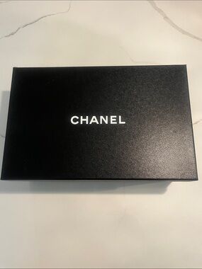 CHANEL Black Box with White Logo 13.5"x8.5"x5" w/cards
